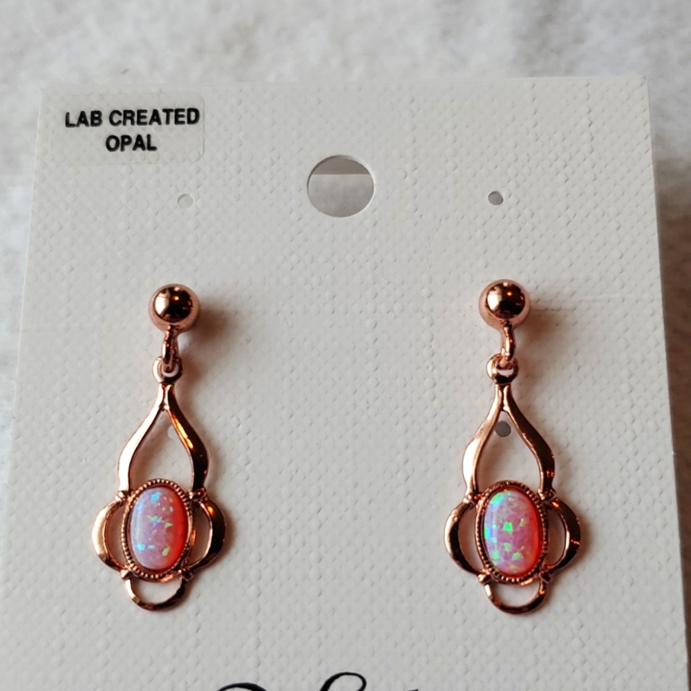 Rose Tone Opal Earrings